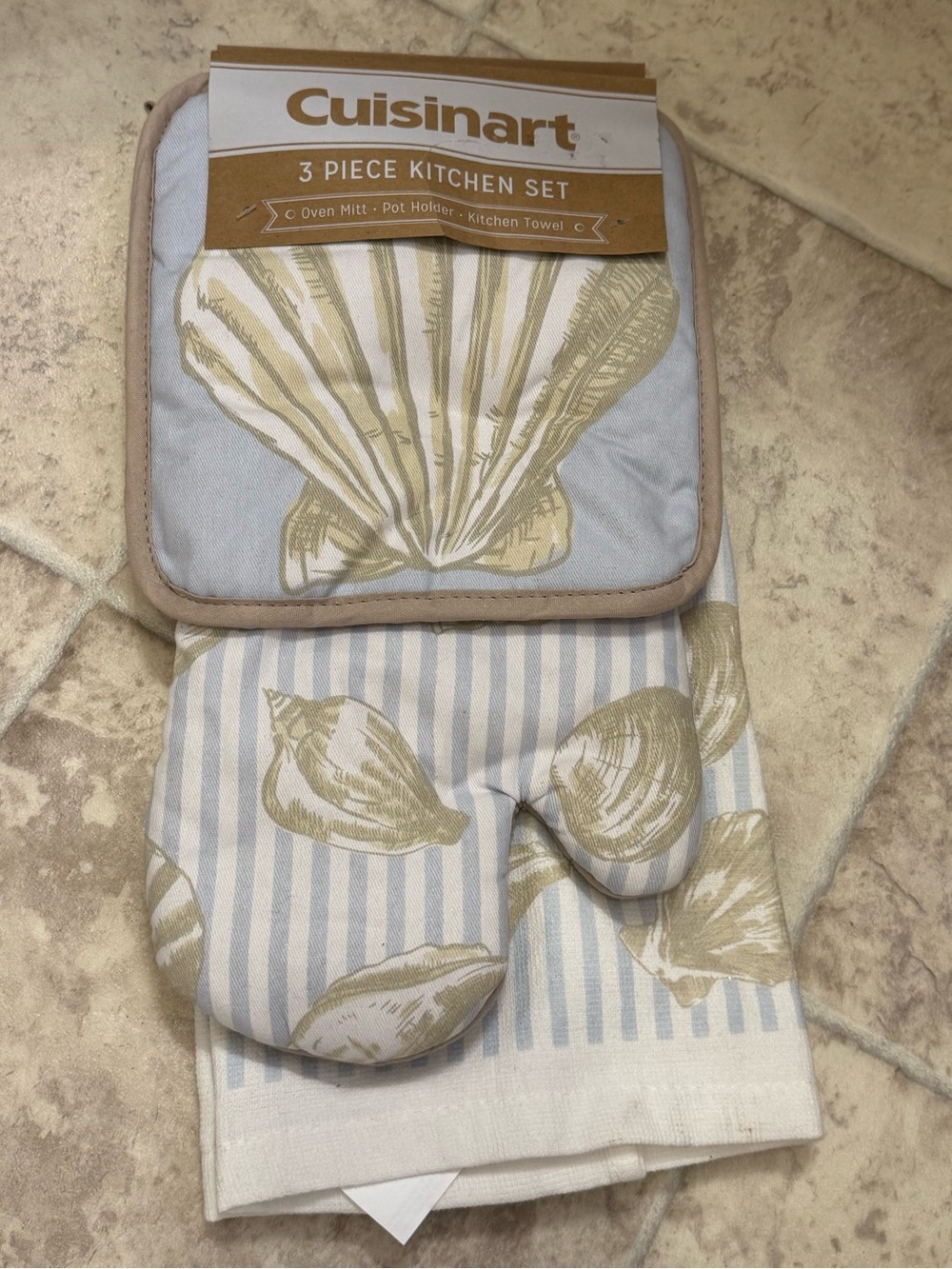 NWT Cusinart 3 piece kitchen set ocean sea shell theme